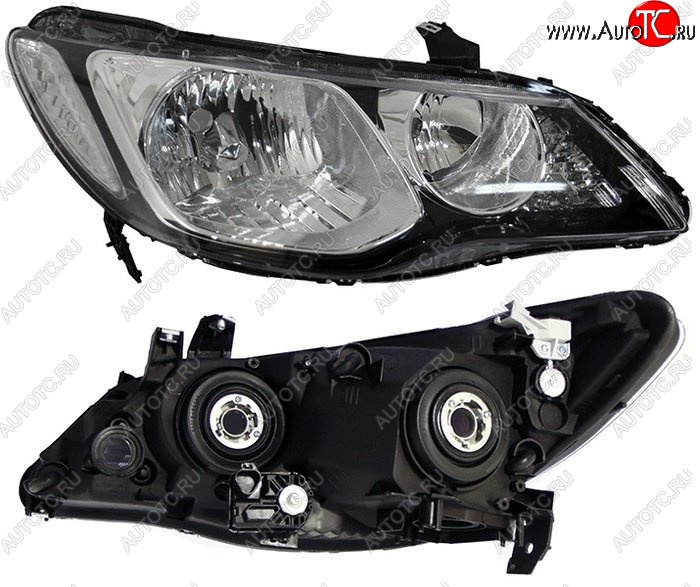 5 199 р. Правая фара SAT (под электрокорректор, белый поворотник)  Honda Civic  FD (2005-2011) седан дорестайлинг, седан рестайлинг  с доставкой в г. Керчь