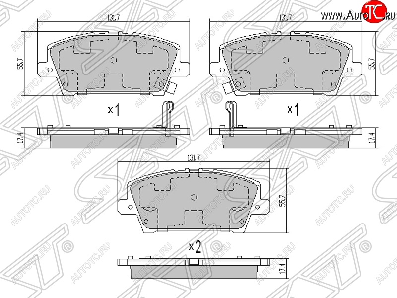 1 189 р. Колодки тормозные передние SAT  Honda Civic ( FD,  FK,FN,  FK2) (2005-2016) седан дорестайлинг, хэтчбэк 5 дв. дорестайлинг, седан рестайлинг, хэтчбэк 5 дв. рестайлинг, хэтчбэк 5 дв.  с доставкой в г. Керчь