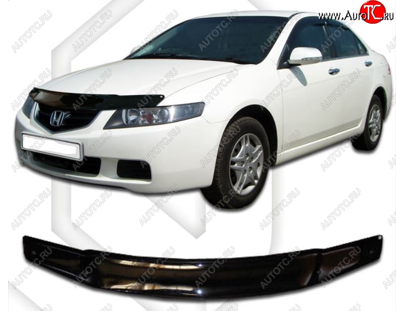2 799 р. Дефлектор капота (CL-8 CL9) CA-Plastic Honda Accord 7 CL седан дорестайлинг (2002-2005) (серия Classic черный, Без надписи)  с доставкой в г. Керчь