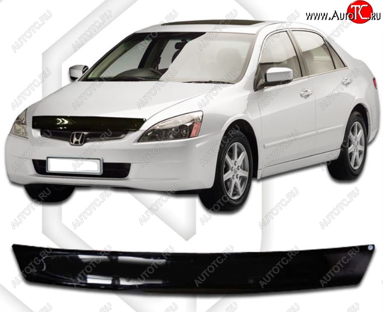 2 599 р. Дефлектор капота (Американская версия) CA-Plastiс Honda Accord 7 CL седан дорестайлинг (2002-2005) (серия Classic черный, Без надписи)  с доставкой в г. Керчь