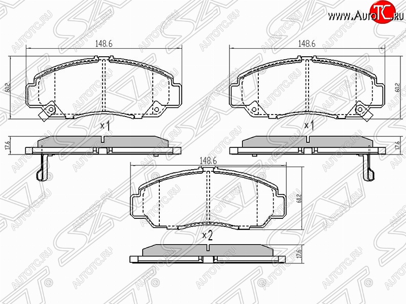 1 369 р. Колодки тормозные передние SAT  Honda Accord  8 CU (2008-2013) седан дорестайлинг, седан рестайлинг  с доставкой в г. Керчь