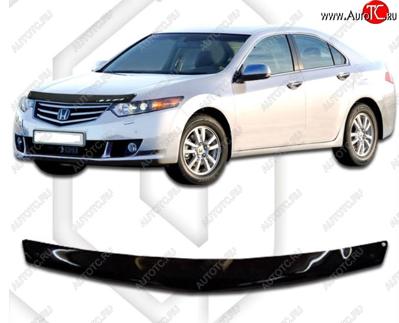 1 899 р. Дефлектор капота CA-Plastic  Honda Accord  8 CU (2008-2011) седан дорестайлинг (Classic черный, Без надписи)  с доставкой в г. Керчь