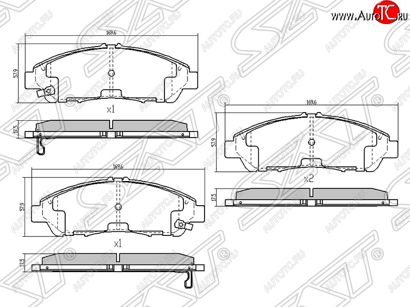 1 199 р. Колодки тормозные SAT (передние)  Honda Accord  8 CU (2008-2013) седан дорестайлинг, седан рестайлинг  с доставкой в г. Керчь