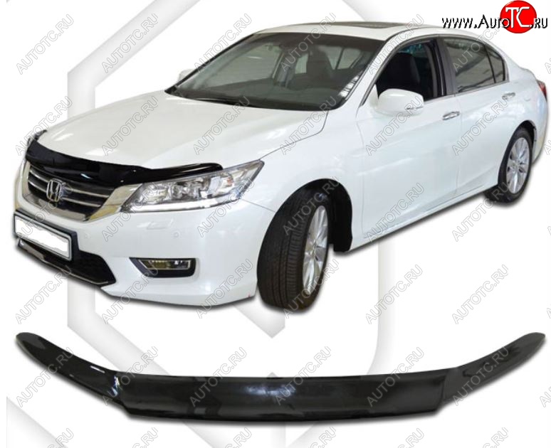 1 999 р. Дефлектор капота CA-Plastic  Honda Accord  9 CR (2013-2016) седан дорестайлинг (Classic черный, Без надписи)  с доставкой в г. Керчь