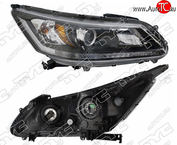 5 299 р. Правая фара передняя TYC (диодная полоса, Евросвет) Honda Accord 9 CR седан дорестайлинг (2013-2016)  с доставкой в г. Керчь