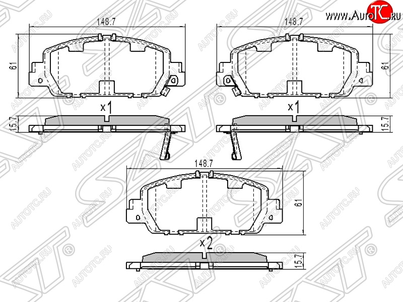 1 199 р. Колодки тормозные SAT (передние)  Honda Accord ( 8 CU,  8 CW) (2008-2013) седан дорестайлинг, универсал дорестайлинг, седан рестайлинг, универсал рестайлинг  с доставкой в г. Керчь