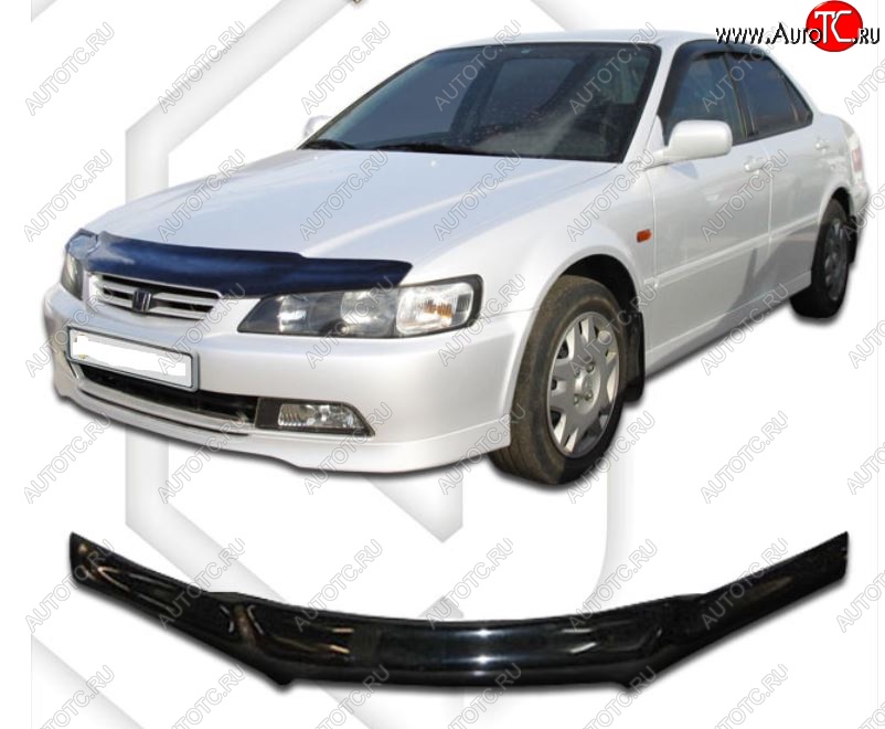 1 999 р. Дефлектор капота (CL1,CL3, CF3-CF5) CA-Plastic Honda Accord 6 CF седан дорестайлинг (1997-2000) (Classic черный, Без надписи)  с доставкой в г. Керчь