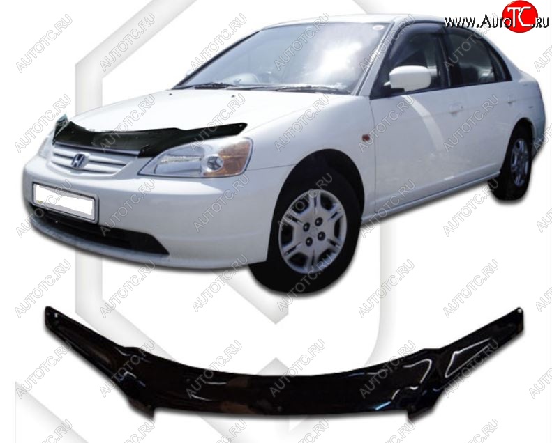 2 159 р. Дефлектор капота SD (EN2, ES9) CA-Plastiс Honda Civic ES седан дорестайлинг (2000-2003) (Classic черный, Без надписи)  с доставкой в г. Керчь