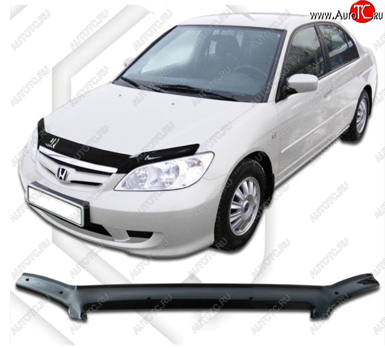 2 079 р. Дефлектор капота SD (ES1) CA-Plastiс Honda Civic ES седан дорестайлинг (2000-2003) (Classic черный, Без надписи)  с доставкой в г. Керчь