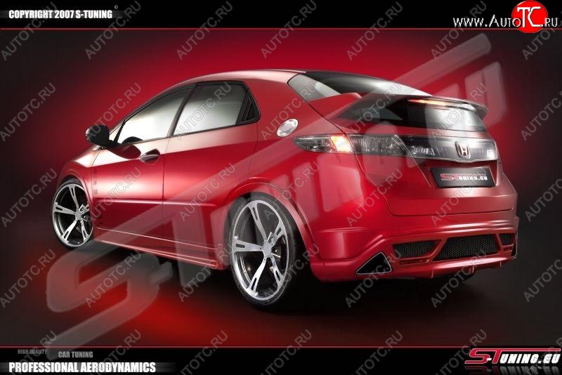 4 999 р. Накладка на задний бампер S-tuning Honda Civic FK,FN хэтчбэк 5 дв. дорестайлинг (2005-2008)  с доставкой в г. Керчь