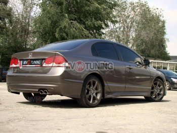 5 599 р. Накладка заднего бампера Mugen Honda Civic FD седан дорестайлинг (2005-2008) (Неокрашенная)  с доставкой в г. Керчь. Увеличить фотографию 2
