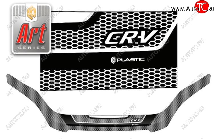 2 399 р. Дефлектор капота CA-Plastiс  Honda CR-V  RE1,RE2,RE3,RE4,RE5,RE7 (2007-2010) дорестайлинг (Серия Art белая)  с доставкой в г. Керчь