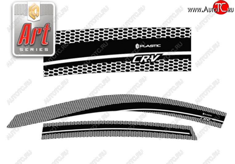 2 199 р. Дефлектор капота CA-Plastiс  Honda CR-V  RE1,RE2,RE3,RE4,RE5,RE7 (2007-2010) дорестайлинг (Серия Art белая, Без хром.молдинга)  с доставкой в г. Керчь