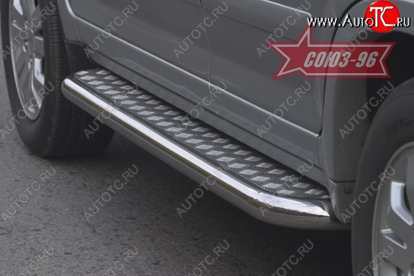 13 724 р. Защита порогов с листом Souz-96 (d60). Honda CR-V RE1,RE2,RE3,RE4,RE5,RE7 дорестайлинг (2007-2010)  с доставкой в г. Керчь