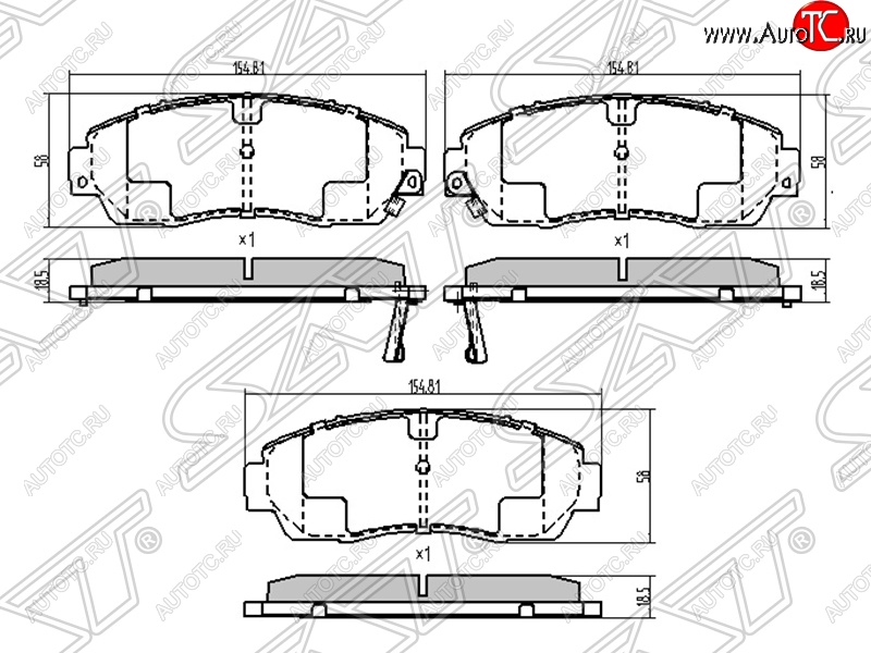 1 399 р. Колодки тормозные передние SAT  Honda CR-V  RE1,RE2,RE3,RE4,RE5,RE7 (2007-2012) дорестайлинг, рестайлинг  с доставкой в г. Керчь