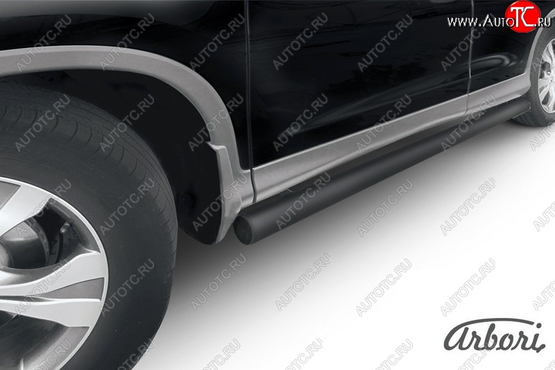 1 709 р. Защита штатных порогов Arbori (с проступью, черная, d76 mm). Honda CR-V RM1,RM3,RM4 дорестайлинг (2012-2015)  с доставкой в г. Керчь