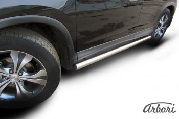 12 869 р. Защита штатных порогов Arbori (нержавейка, d76 mm). Honda CR-V RM1,RM3,RM4 дорестайлинг (2012-2015)  с доставкой в г. Керчь. Увеличить фотографию 2