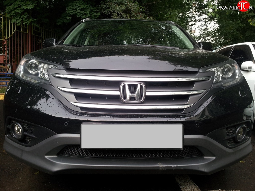 1 469 р. Сетка на бампер (2.0) Russtal (черная) Honda CR-V RM1,RM3,RM4 дорестайлинг (2012-2015)  с доставкой в г. Керчь