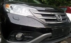 1 539 р. Сетка на бампер (2.0) Russtal (хром) Honda CR-V RM1,RM3,RM4 дорестайлинг (2012-2015)  с доставкой в г. Керчь. Увеличить фотографию 2