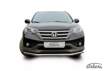 11 699 р. Защита переднего бампера Arbori (нержавейка, 1 труба d57 mm). Honda CR-V RM1,RM3,RM4 дорестайлинг (2012-2015)  с доставкой в г. Керчь. Увеличить фотографию 2