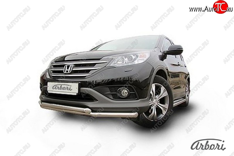 14 579 р. Защита переднего бампера Arbori (нержавейка, 2 трубы d57 и 57 mm) Honda CR-V RM1,RM3,RM4 дорестайлинг (2012-2015)  с доставкой в г. Керчь