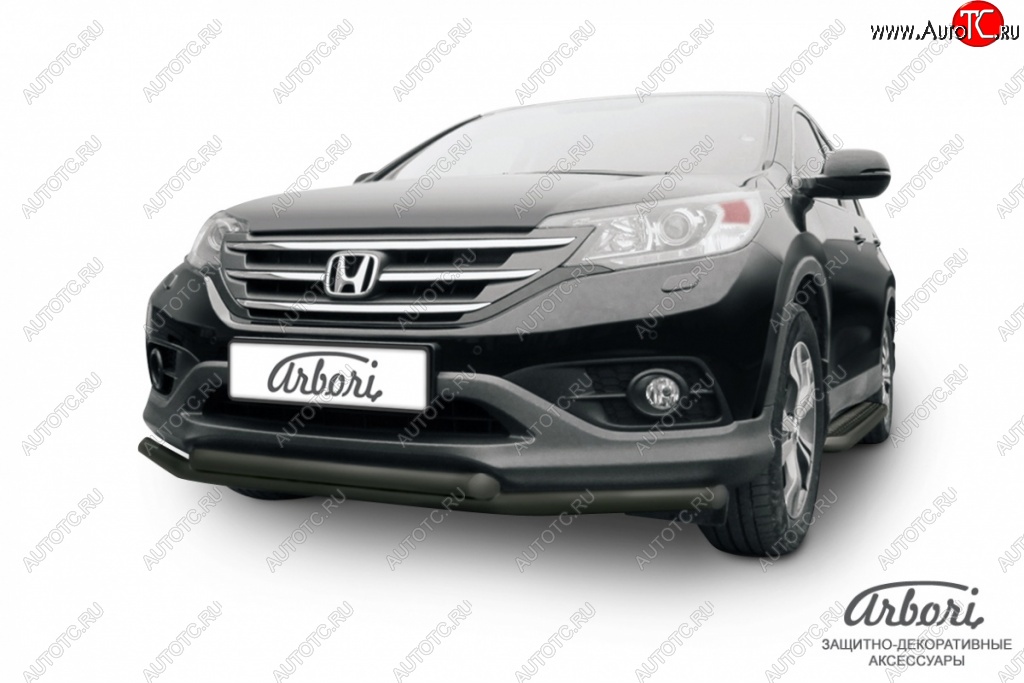 7 199 р. Защита переднего бампера Arbori (черная, 1 труба d76 mm). Honda CR-V RM1,RM3,RM4 дорестайлинг (2012-2015)  с доставкой в г. Керчь