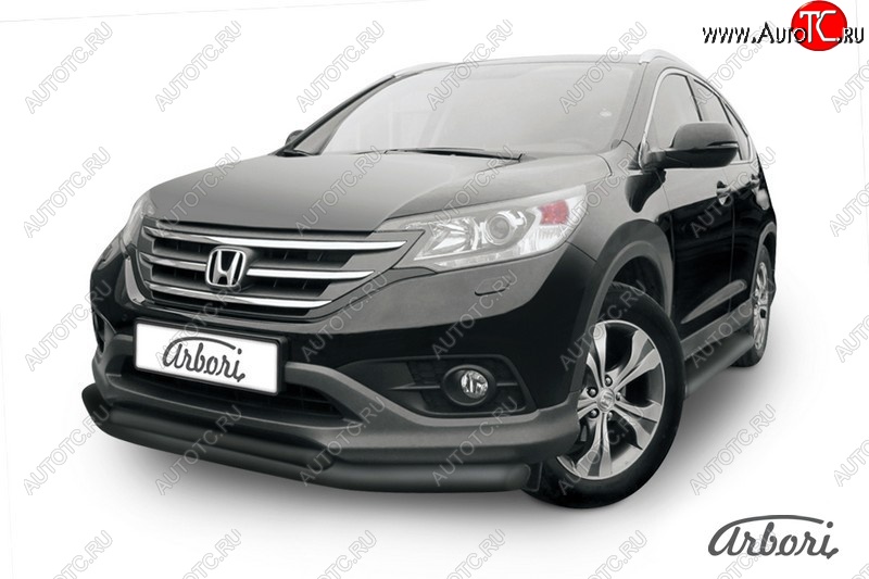 8 459 р. Защита переднего бампера Arbori (черная, 2 трубы d76 и 57 mm) Honda CR-V RM1,RM3,RM4 дорестайлинг (2012-2015)  с доставкой в г. Керчь