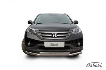 15 839 р. Защита переднего бампера Arbori (нержавейка, 2 трубы d76 и 57 mm) Honda CR-V RM1,RM3,RM4 дорестайлинг (2012-2015)  с доставкой в г. Керчь. Увеличить фотографию 2