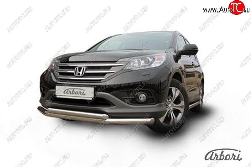 15 839 р. Защита переднего бампера Arbori (нержавейка, 2 трубы d76 и 57 mm) Honda CR-V RM1,RM3,RM4 дорестайлинг (2012-2015)  с доставкой в г. Керчь