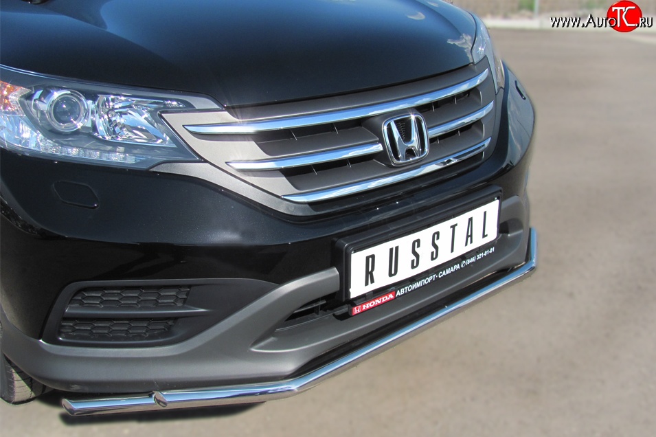 15 999 р. Защита переднего бампера (2 трубыØ42 мм, нержавейка) SLITKOFF  Honda CR-V  RM1,RM3,RM4 (2012-2015) дорестайлинг  с доставкой в г. Керчь