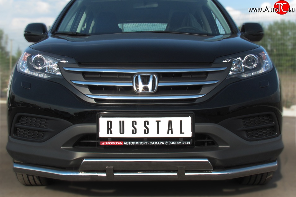 17 999 р. Защита переднего бампера (2 трубыØ63 и 42 мм, нержавейка) SLITKOFF  Honda CR-V  RM1,RM3,RM4 (2012-2015) дорестайлинг  с доставкой в г. Керчь