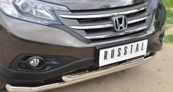 16 949 р. Защита переднего бампера (2 трубыØ63 мм, нержавейка) SLITKOFF  Honda CR-V  RM1,RM3,RM4 (2012-2015) дорестайлинг  с доставкой в г. Керчь. Увеличить фотографию 2