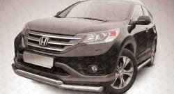 Двойная защита переднего бампера из двух труб диаметром 76 и 57 мм Slitkoff Honda CR-V  RM1,RM3,RM4 (2012-2015) дорестайлинг