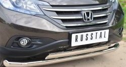 15 549 р. Защита переднего бампера (2 трубыØ76 и 75х42 мм, нержавейка) Russtal Honda CR-V RM1,RM3,RM4 дорестайлинг (2012-2015)  с доставкой в г. Керчь. Увеличить фотографию 2
