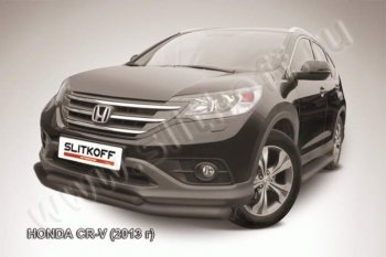 Защита переднего бампера из труб d76+d57 Slitkoff (двойная) Honda CR-V  RM1,RM3,RM4 (2012-2015) дорестайлинг