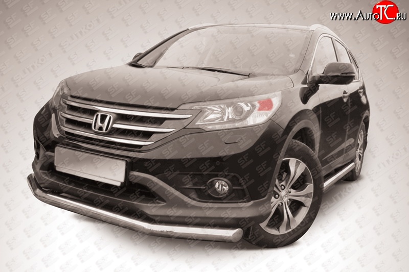 13 749 р. Одинарная защита переднего бампера диаметром 76 мм Slitkoff  Honda CR-V  RM1,RM3,RM4 (2012-2015) дорестайлинг (Нержавейка, Полированная)  с доставкой в г. Керчь