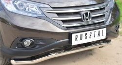 15 899 р. Защита переднего бампера (Ø63 мм волна, нержавейка, 2.4) SLITKOFF  Honda CR-V  RM1,RM3,RM4 (2012-2015) дорестайлинг  с доставкой в г. Керчь. Увеличить фотографию 2