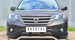 Защита переднего бампера (Ø63 мм волна, нержавейка, 2.4) SLITKOFF Honda CR-V  RM1,RM3,RM4 (2012-2015) дорестайлинг