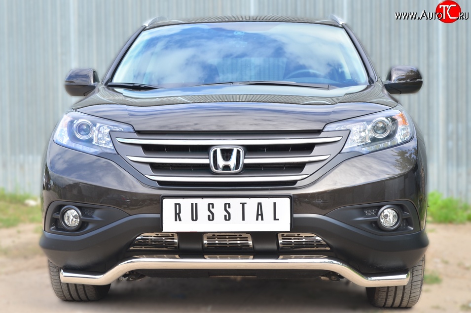 15 899 р. Защита переднего бампера (Ø63 мм волна, нержавейка, 2.4) SLITKOFF  Honda CR-V  RM1,RM3,RM4 (2012-2015) дорестайлинг  с доставкой в г. Керчь