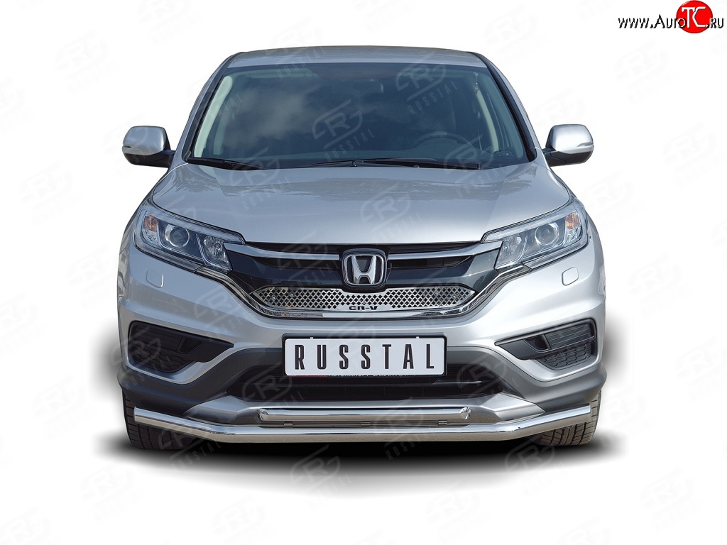17 999 р. Двойная защита переднего бампера из труб диаметром 63 и 42 мм SLITKOFF  Honda CR-V  RM1,RM3,RM4 (2012-2015) дорестайлинг  с доставкой в г. Керчь