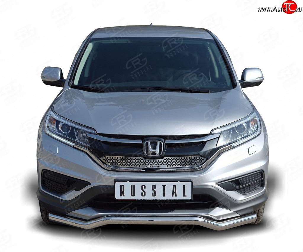 16 249 р. Защита переднего бампера (Ø63 мм волна, нержавейка, 2.0) SLITKOFF  Honda CR-V  RM1,RM3,RM4 (2012-2015) дорестайлинг  с доставкой в г. Керчь