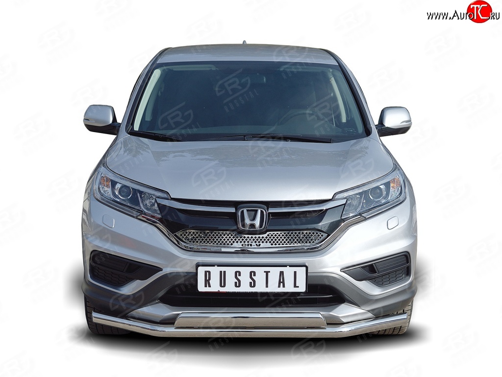 13 999 р. Защита переднего бампера (2 трубы Ø63 и 75х42 мм, нержавейка) Russtal Honda CR-V RM1,RM3,RM4 дорестайлинг (2012-2015)  с доставкой в г. Керчь