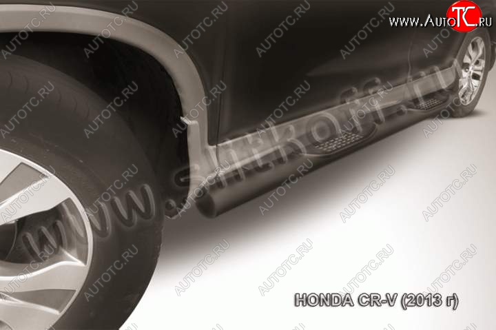12 399 р. Защита порогов из трубы d76 Slitkoff (с проступью) Honda CR-V RM1,RM3,RM4 дорестайлинг (2012-2015) (Цвет: серебристый)  с доставкой в г. Керчь
