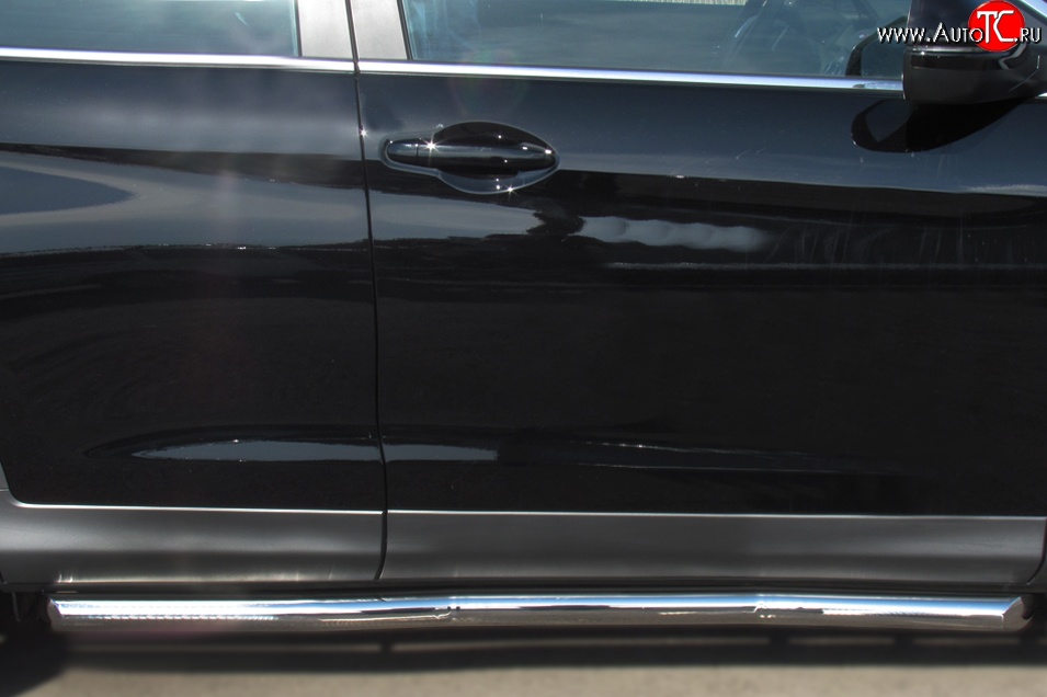 76 999 р. Защита порогов из круглой трубы диаметром 63 мм Russtal Honda CR-V RM1,RM3,RM4 дорестайлинг (2012-2015) (Защита порогов с со скосами на торцах (вариант 1))  с доставкой в г. Керчь