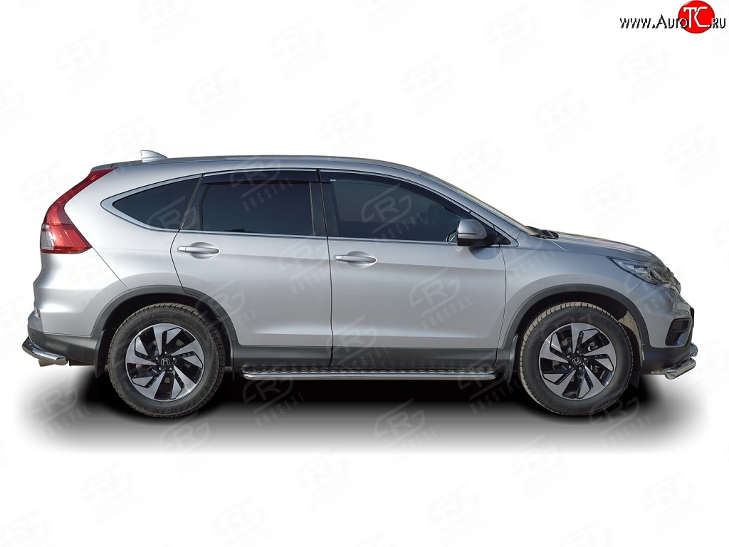 77 999 р. Широкая защита порогов Russtal Honda CR-V RM1,RM3,RM4 дорестайлинг (2012-2015) (Защита порогов с со скосами на торцах (вариант 1))  с доставкой в г. Керчь