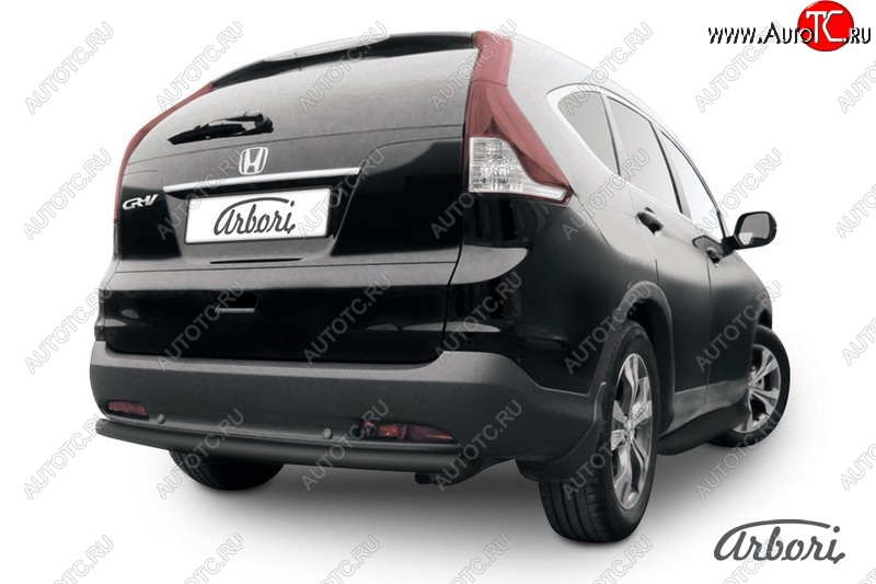 7 019 р. Защита заднего бампера Arbori (черная, 1 труба d57 mm). Honda CR-V RM1,RM3,RM4 дорестайлинг (2012-2015)  с доставкой в г. Керчь