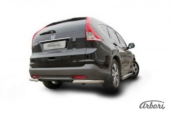 8 999 р. Защита заднего бампера Arbori (уголки, нержавейка, 1 труба d57 mm). Honda CR-V RM1,RM3,RM4 дорестайлинг (2012-2015)  с доставкой в г. Керчь. Увеличить фотографию 2
