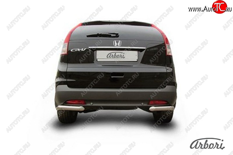 8 999 р. Защита заднего бампера Arbori (уголки, нержавейка, 1 труба d57 mm). Honda CR-V RM1,RM3,RM4 дорестайлинг (2012-2015)  с доставкой в г. Керчь