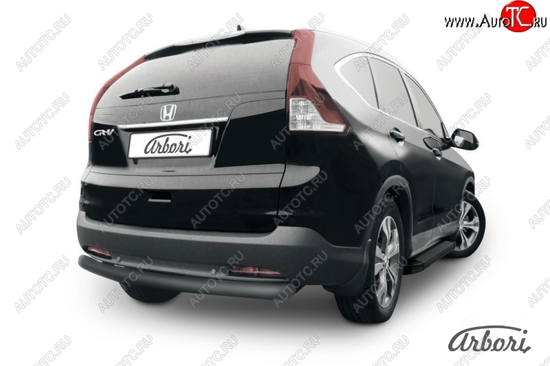7 379 р. Защита заднего бампера Arbori (черная, 1 труба d76 mm). Honda CR-V RM1,RM3,RM4 дорестайлинг (2012-2015)  с доставкой в г. Керчь