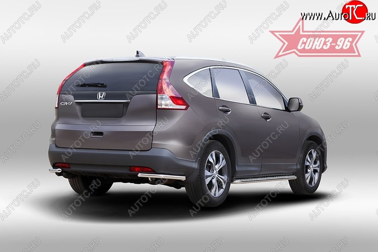 8 189 р. Защита заднего бампера из боковых уголков Souz-96 (d42) Honda CR-V RM1,RM3,RM4 дорестайлинг (2012-2015)  с доставкой в г. Керчь